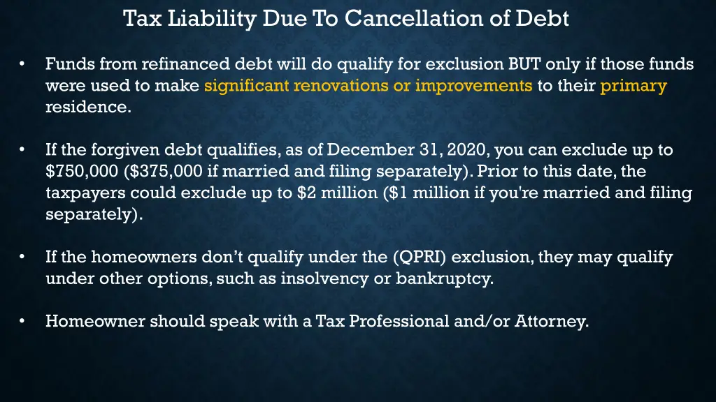 tax liability due to cancellation of debt 1