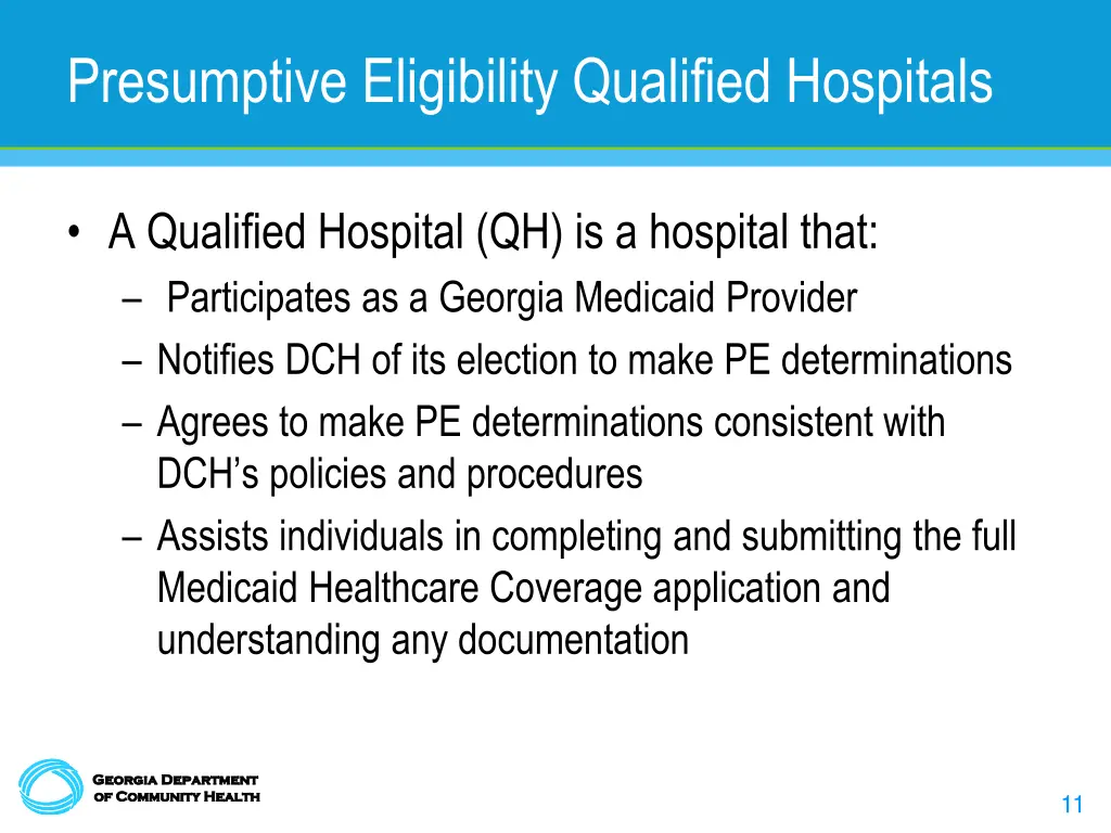 presumptive eligibility qualified hospitals