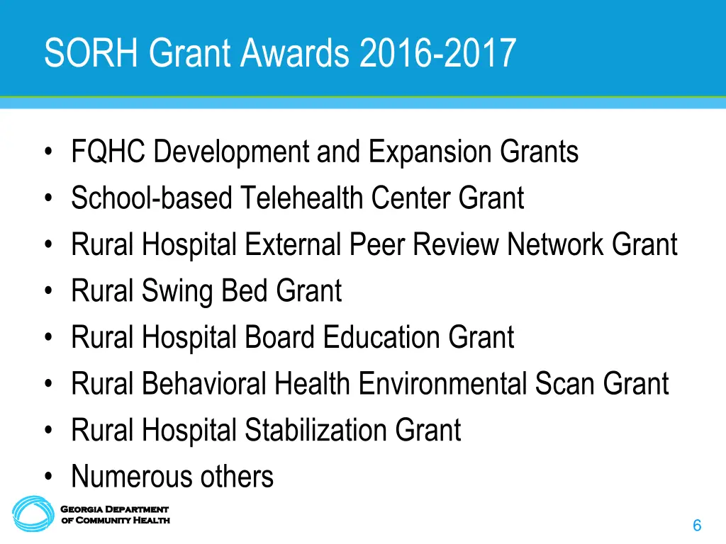 sorh grant awards 2016 2017