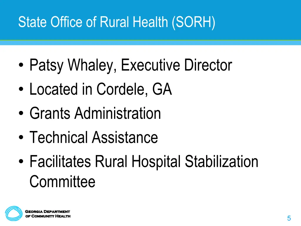 state office of rural health sorh