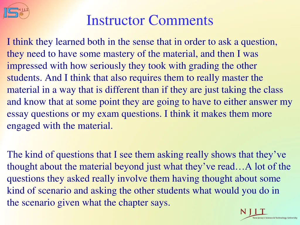 instructor comments
