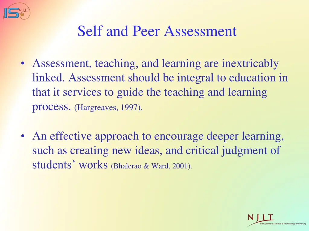 self and peer assessment