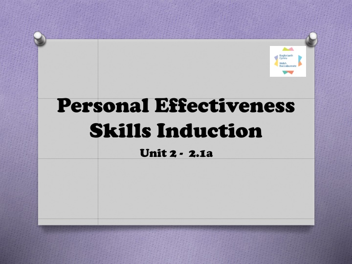 personal effectiveness skills induction unit