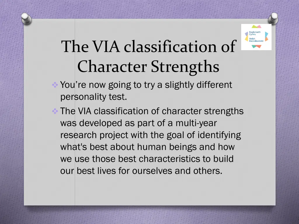 the via classification of character strengths