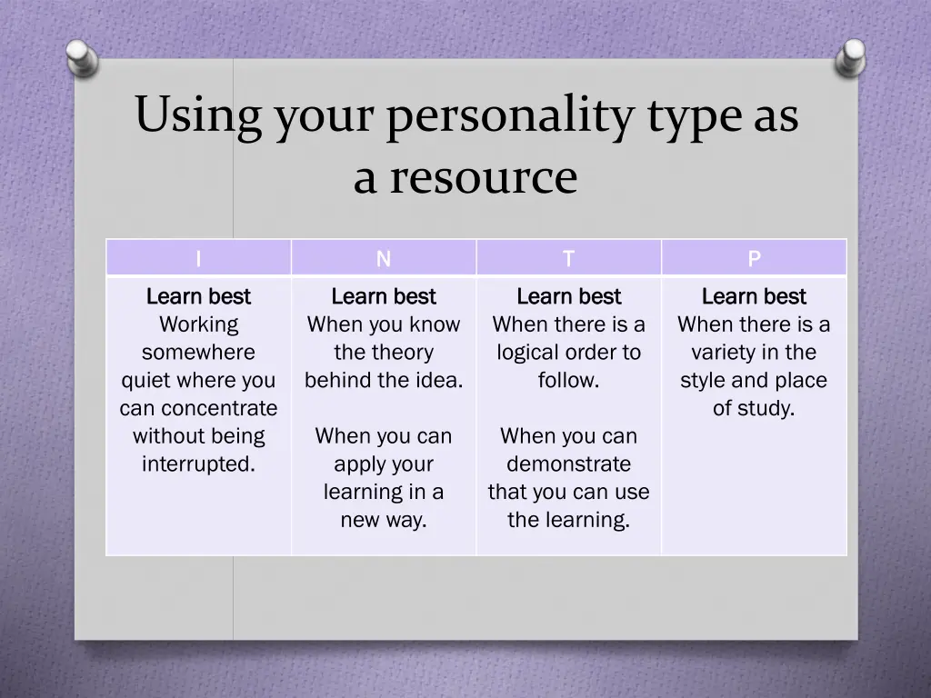 using your personality type as a resource 1