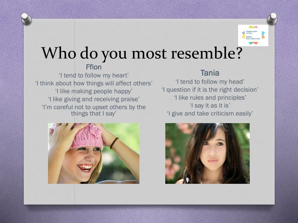 who do you most resemble ffion ffion i tend