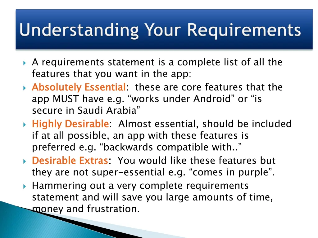 a requirements statement is a complete list