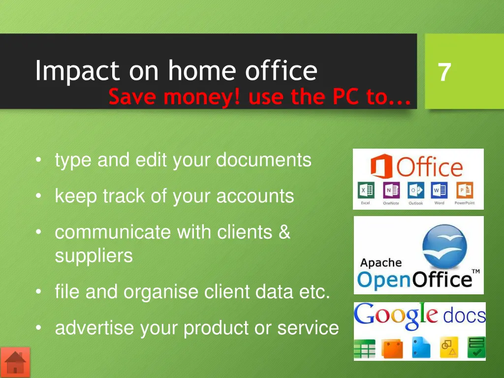 impact on home office save money use the pc to