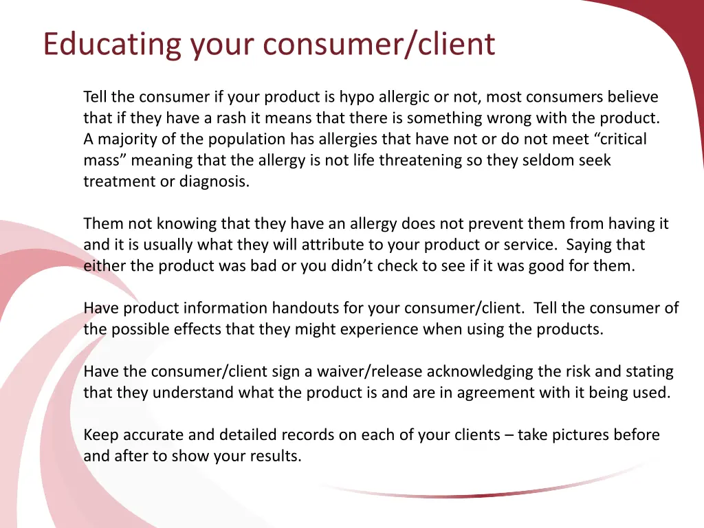 educating your consumer client