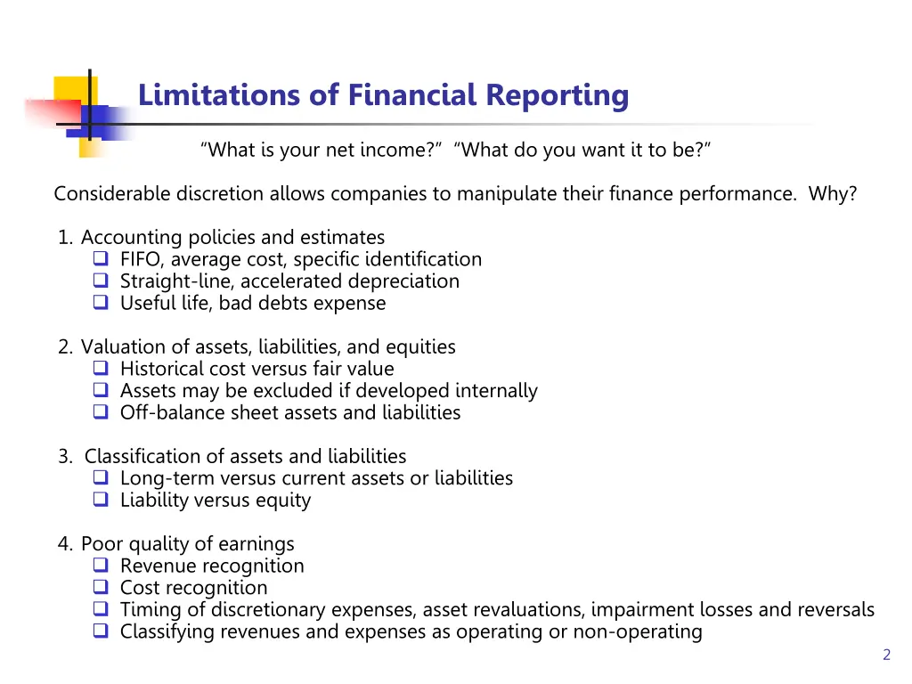 limitations of financial reporting
