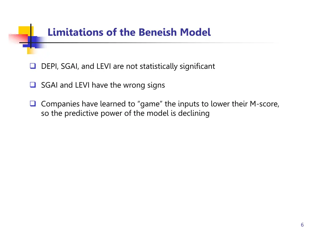 limitations of the beneish model