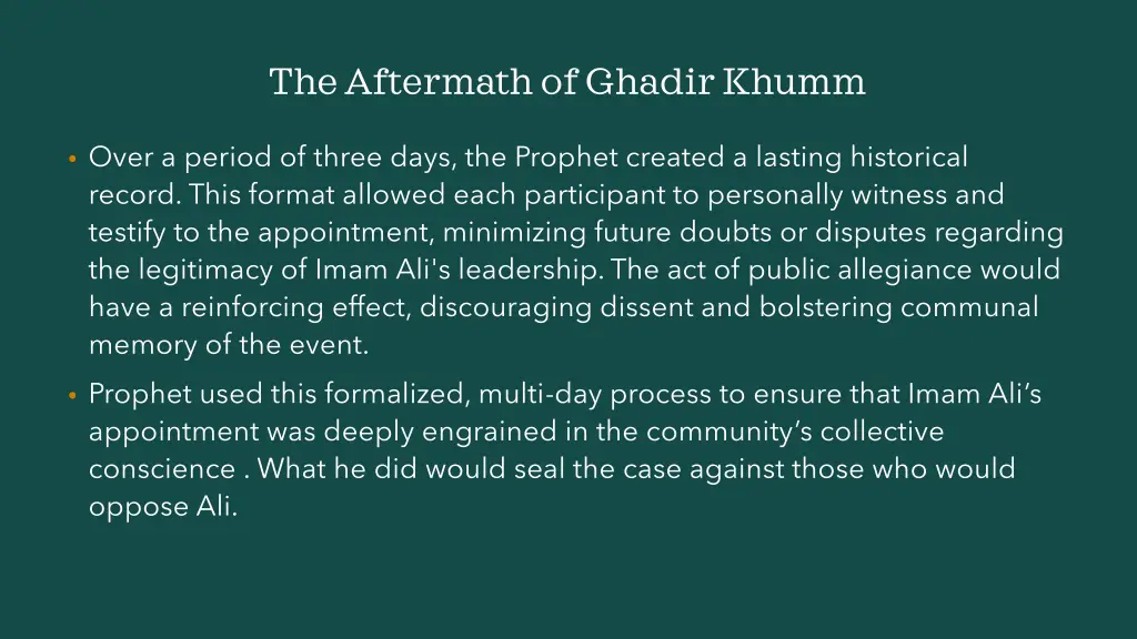 the aftermath of ghadir khumm 13