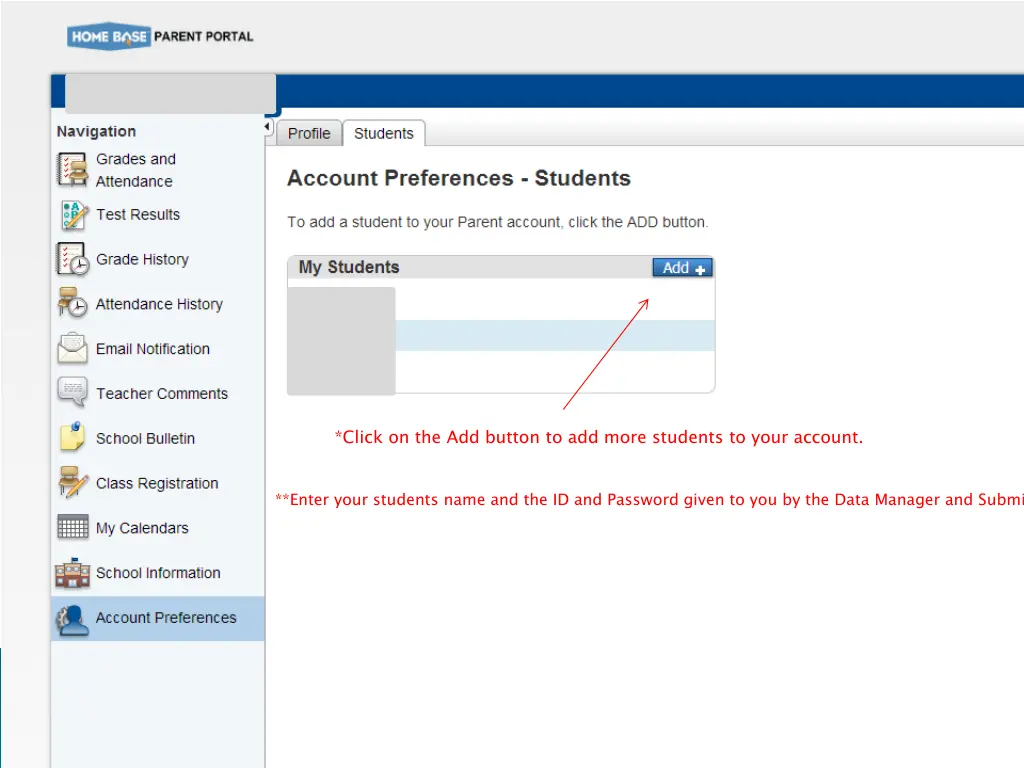 click on the add button to add more students