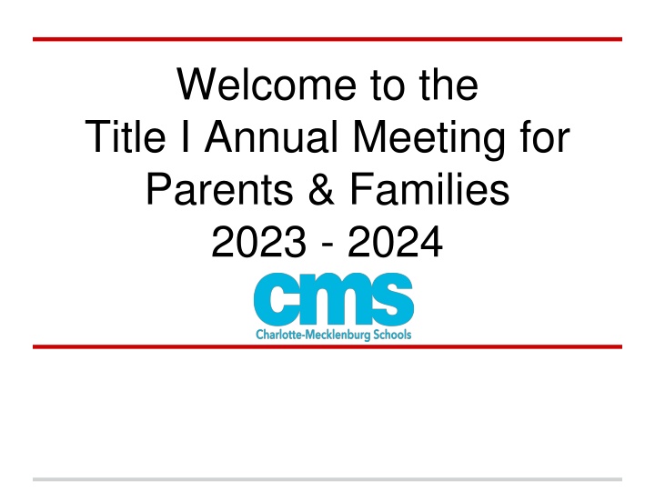 welcome to the title i annual meeting for parents