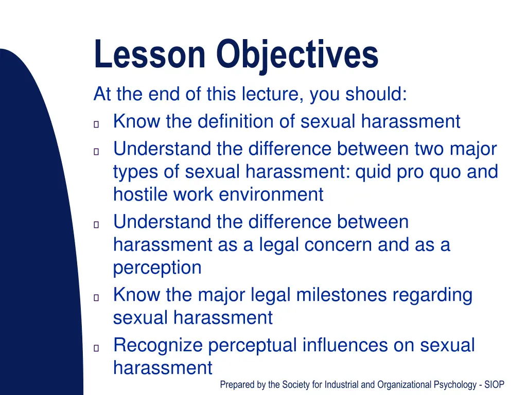 lesson objectives at the end of this lecture