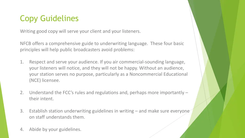copy guidelines