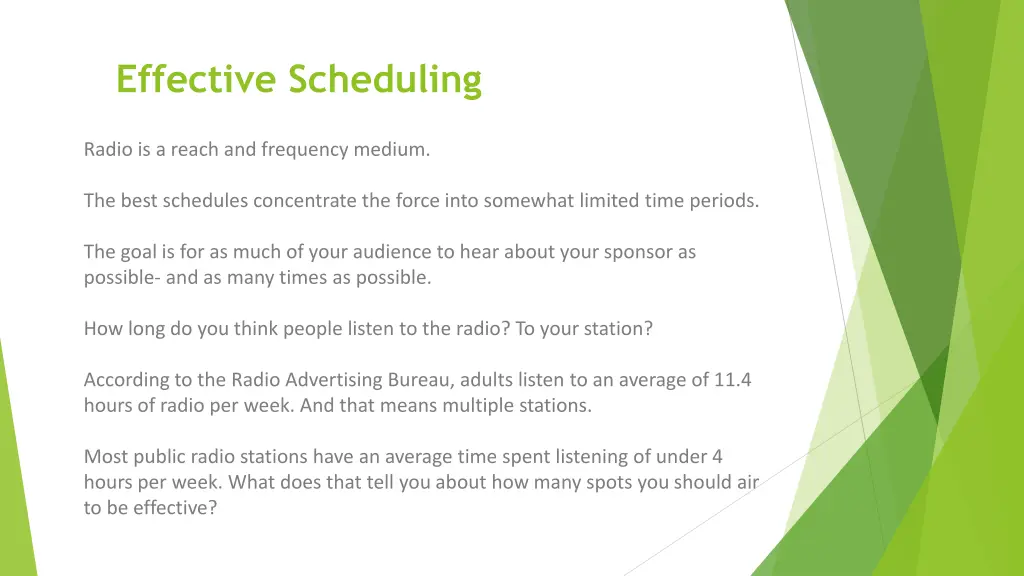 effective scheduling