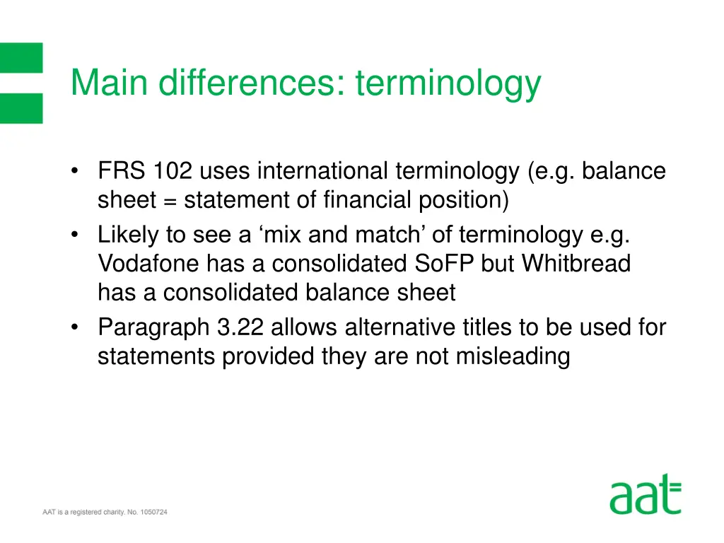 main differences terminology