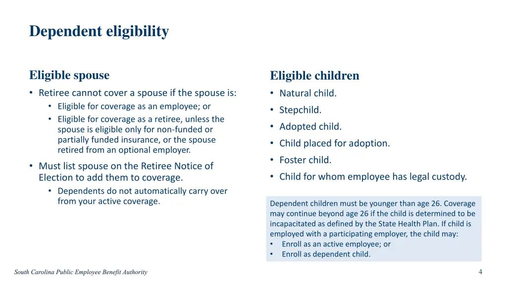 dependent eligibility