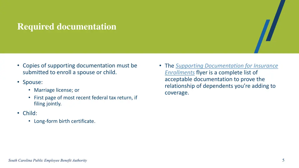 required documentation