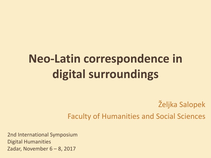neo latin correspondence in digital surroundings