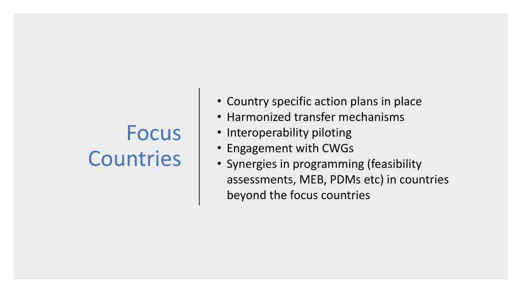 country specific action plans in place harmonized