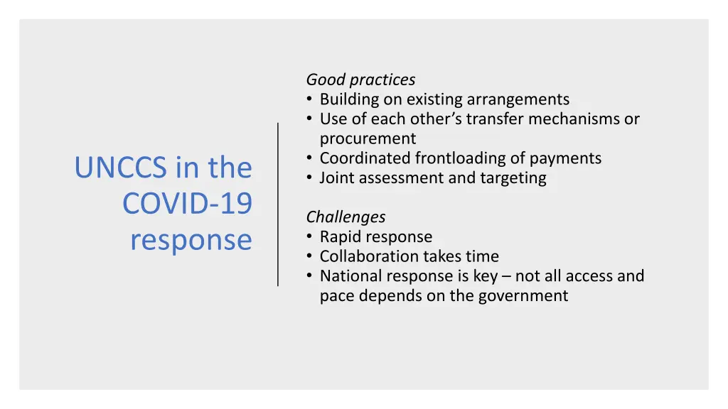 good practices building on existing arrangements