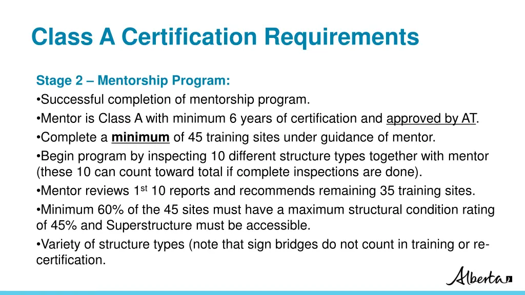 class a certification requirements 1