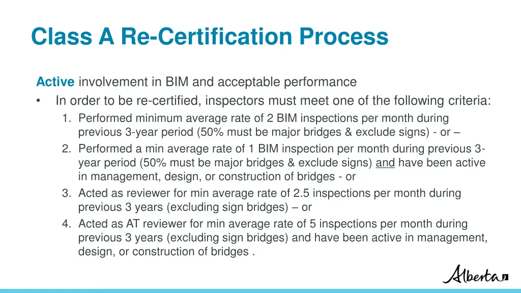 class a re certification process
