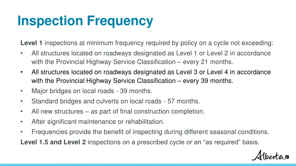 inspection frequency