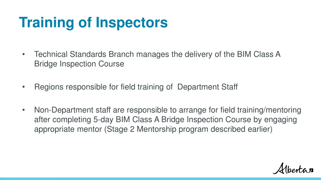 training of inspectors