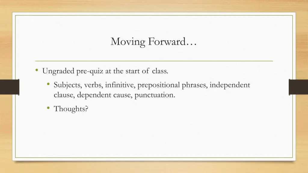 moving forward
