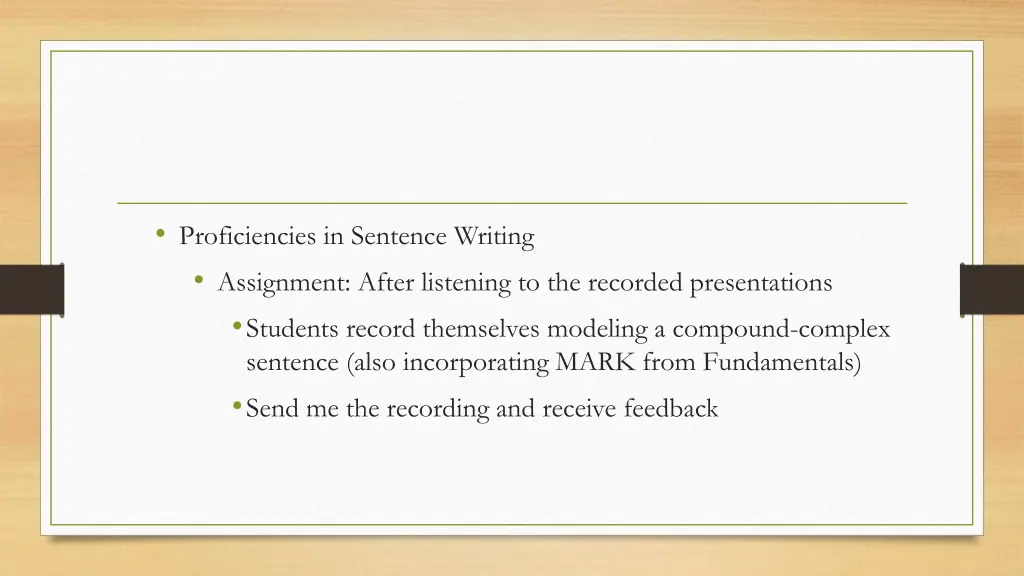 proficiencies in sentence writing assignment