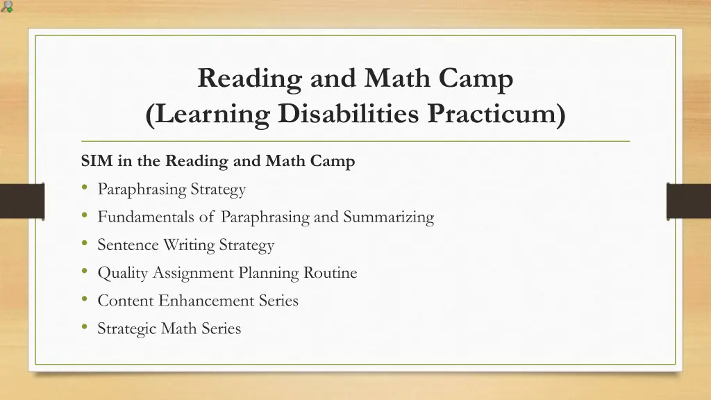 reading and math camp learning disabilities