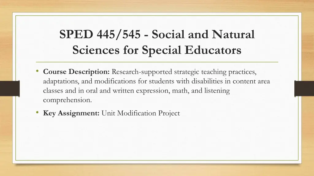 sped 445 545 social and natural sciences