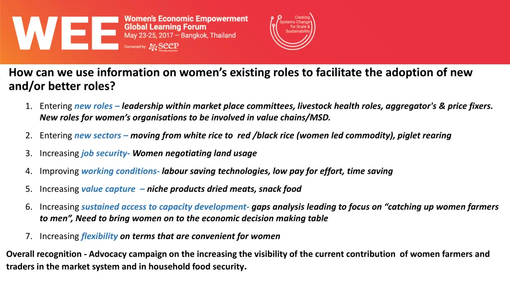how can we use information on women s existing