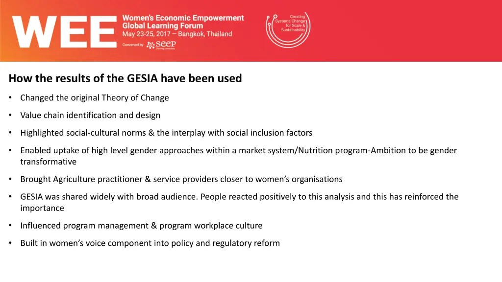 how the results of the gesia have been used