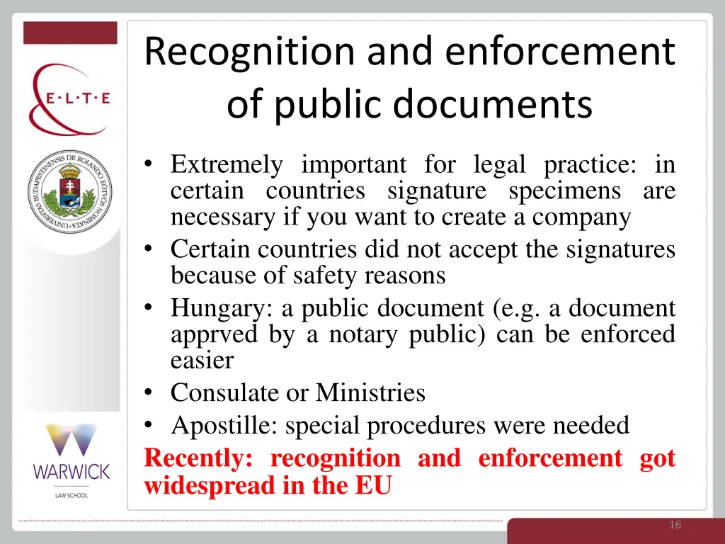 recognition and enforcement of public documents