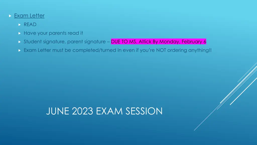 exam letter