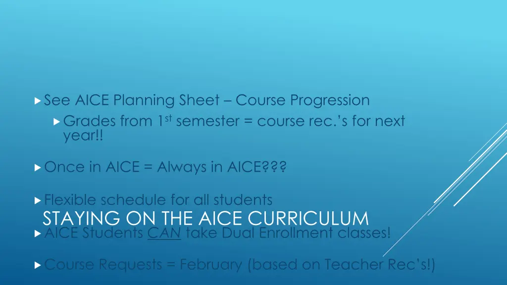 see aice planning sheet course progression grades