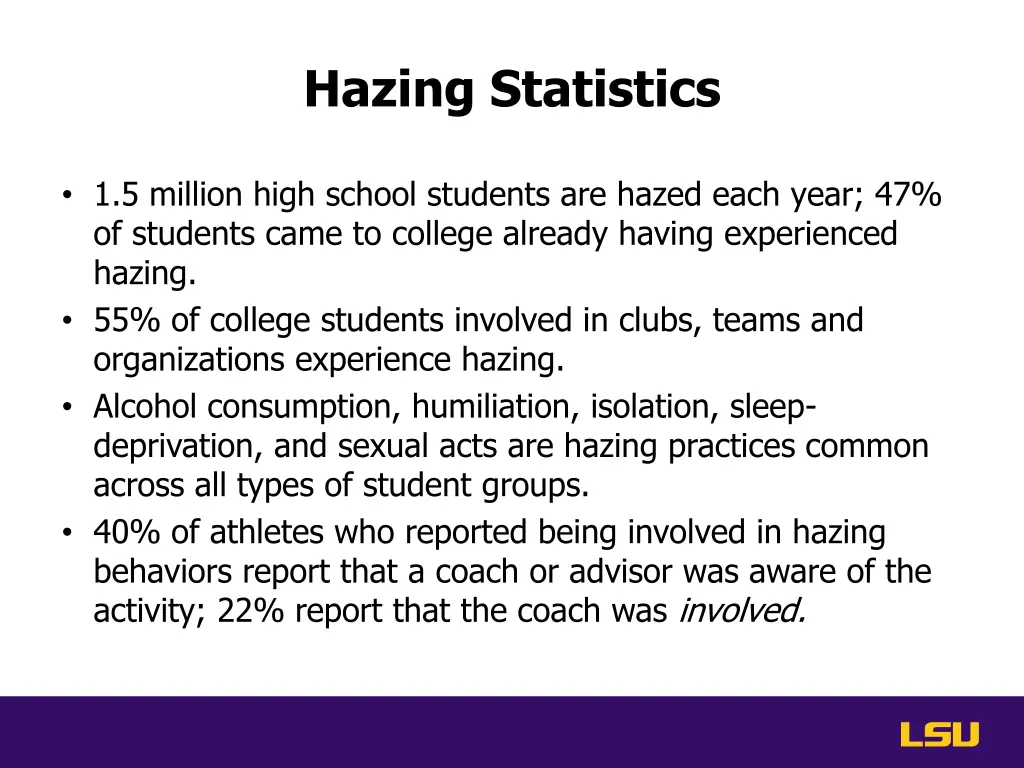 hazing statistics