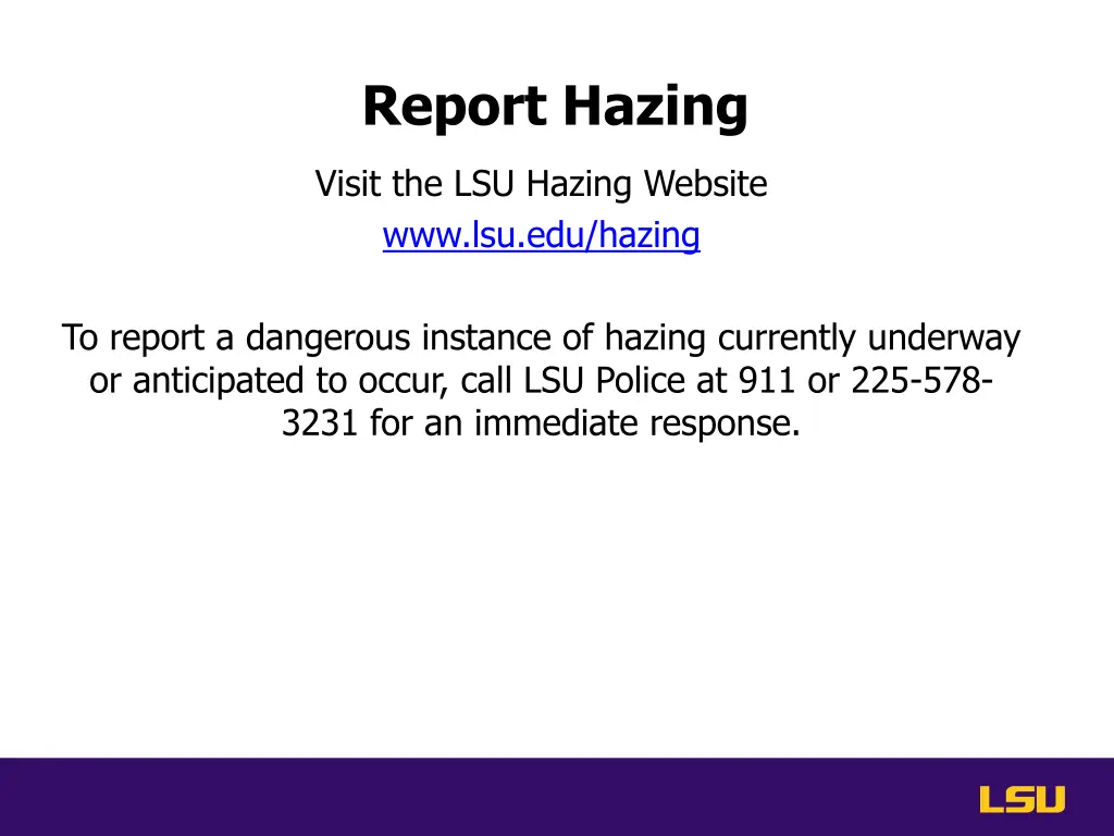 report hazing