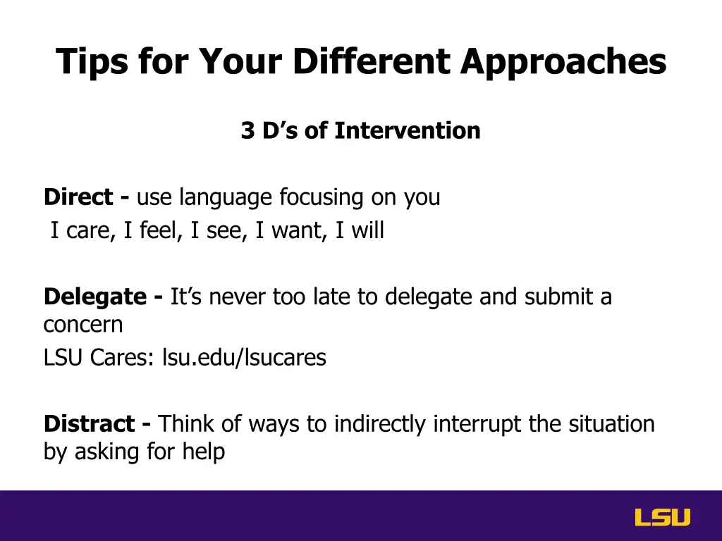 tips for your different approaches