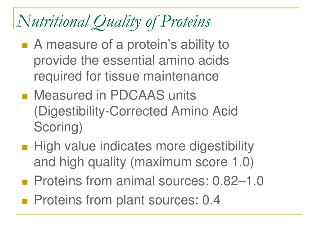 nutritional quality of proteins