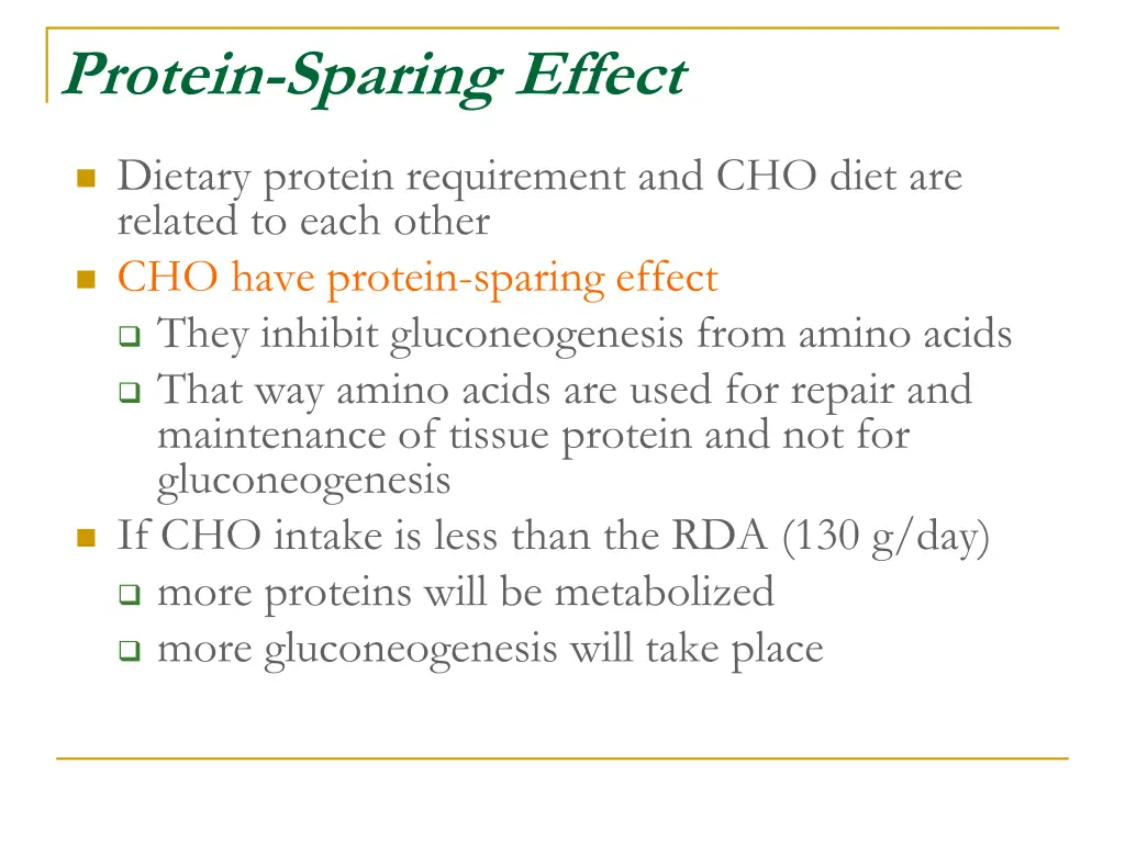 protein sparing effect