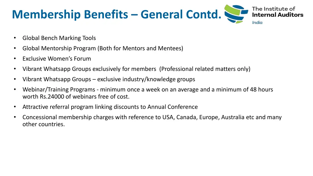 membership benefits general contd