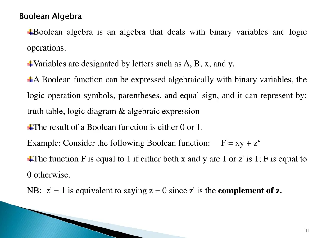 boolean algebra boolean algebra is an algebra