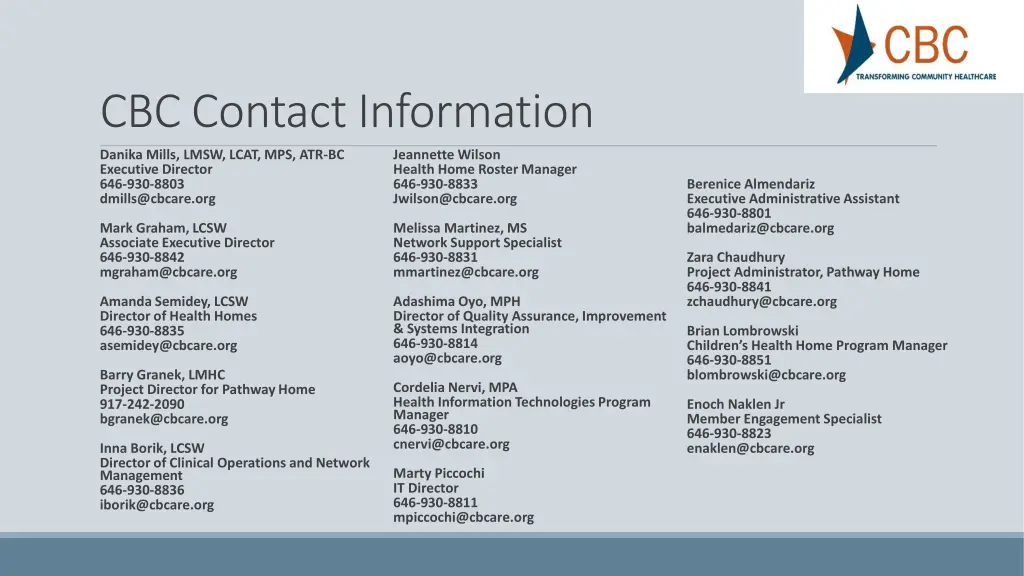 cbc contact information