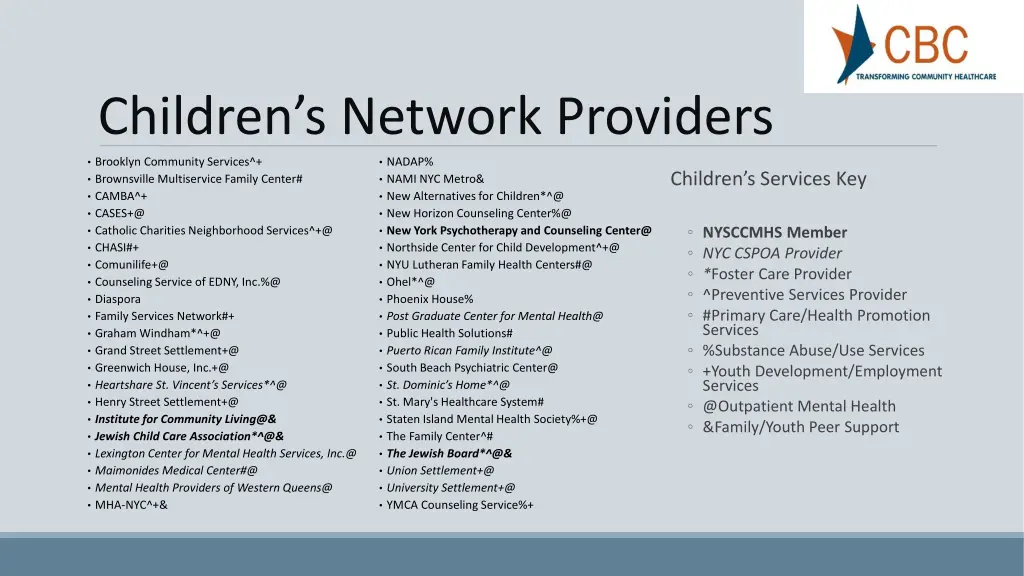 children s network providers