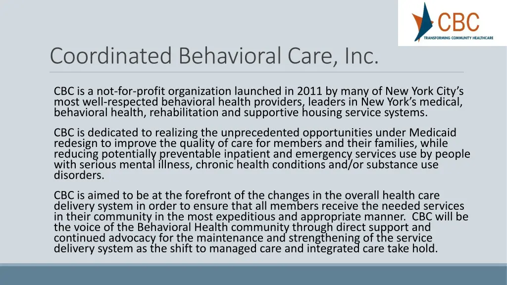 coordinated behavioral care inc